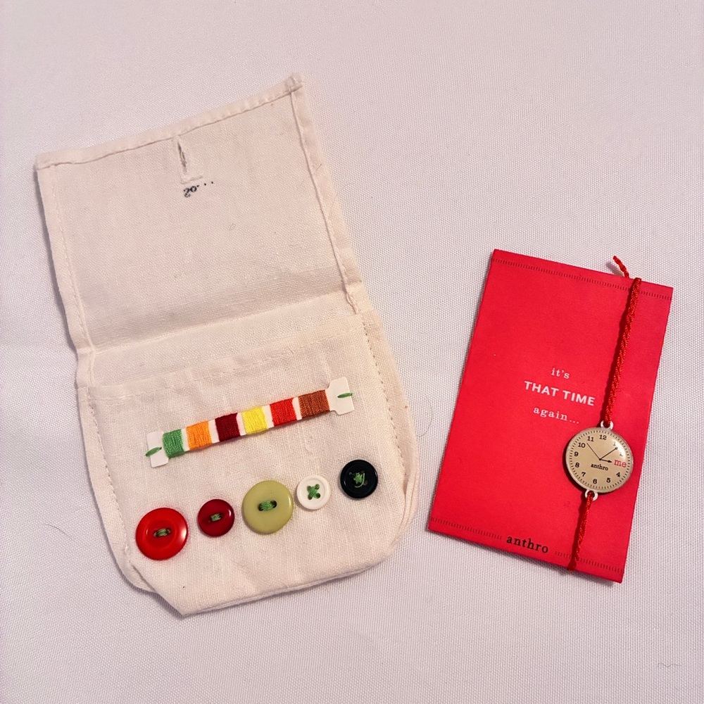 Anthropologie Sewing Kit & Me Time String Bracelet Gift Card Holders Set of 2